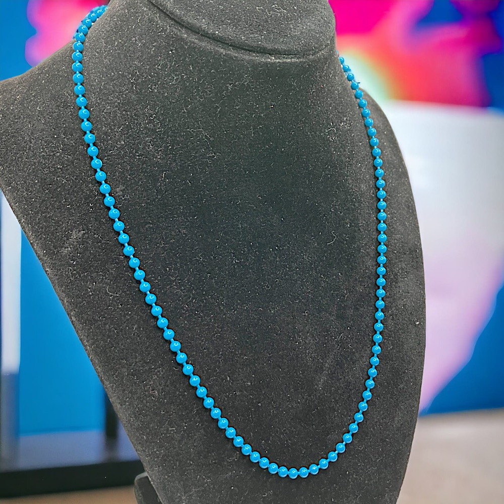 Vintage Faux Turquoise Blue Mini Beaded 19 Inch Necklace!